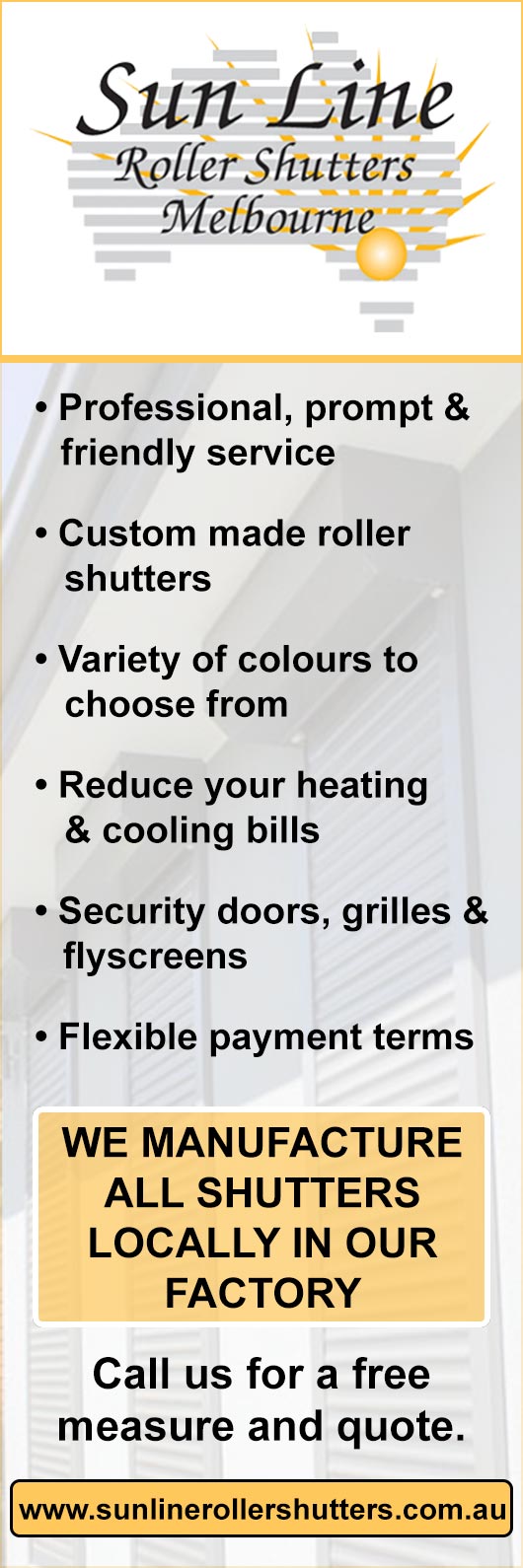 Sun Line Roller Shutters Melbourne