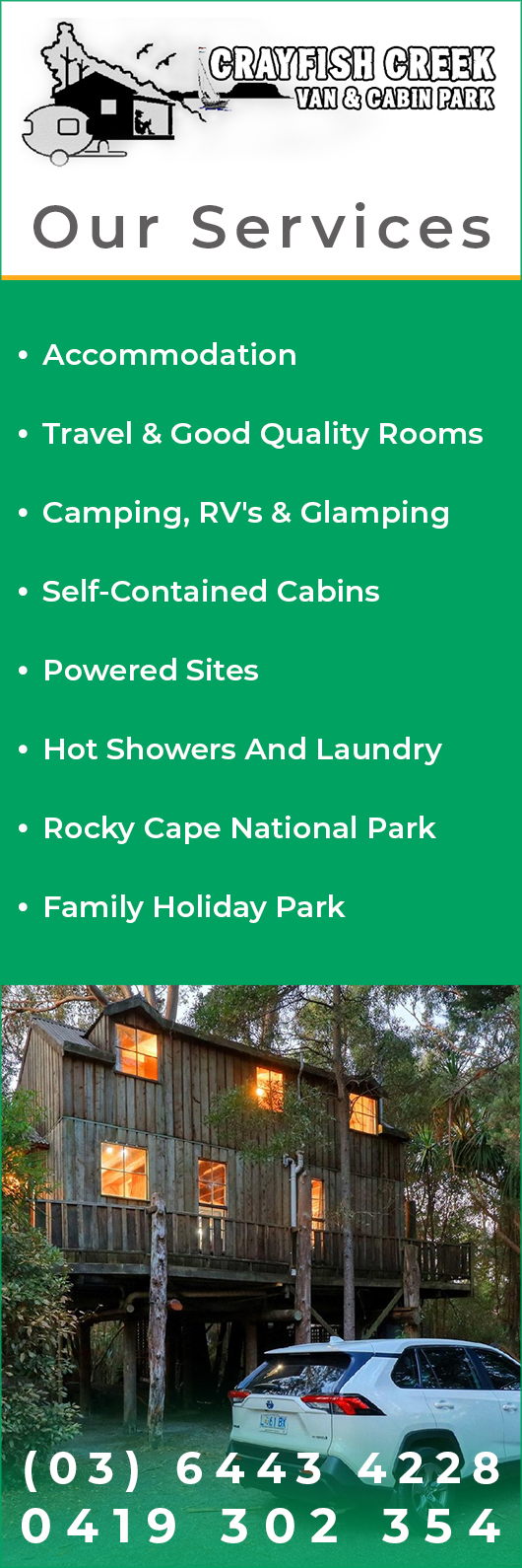 Crayfish Creek Caravan Park and Holiday Cabins