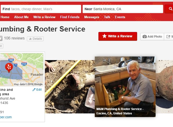 M&M Plumbing & Rooter Service - Encino, CA. Yelp Reviews Are Awesome!