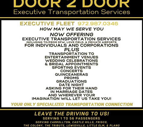 Door 2 Door Shuttle / Door 2 Door School Shuttle - The Colony, TX