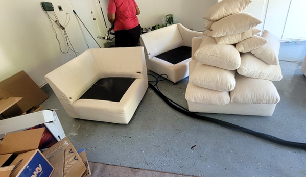 Lightning Bolt Carpet & Upholstery Cleaning - Irvine, CA. This nice couple in Newport Beach had us clean a sectional sofa that they got from a garage sale.  All kinds of germs and crud removed.  
