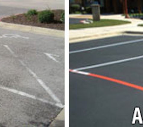 Integrity Paving and Coatings - Pflugerville, TX. Before and After Parking Lot Sealcoating