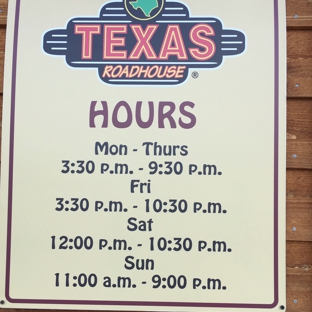 Texas Roadhouse - Hadley, MA. These are the correct hours