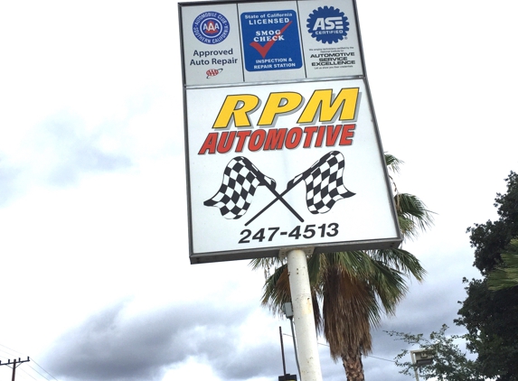 RPM Automotive Repair Inc. - Glendale, CA. RPM sign