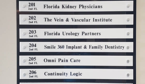 Smile 360 Implant and Family Dentistry - Riverview, FL. Signage inside Brandon Professional Plaza showing location of Smile 360 Implant and Family Dentistry Riverview FL