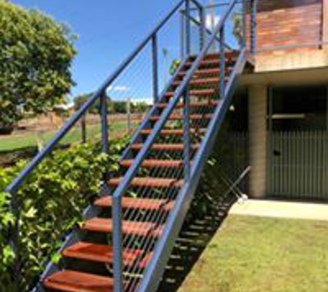 North East Stairs. External Merabu & steel