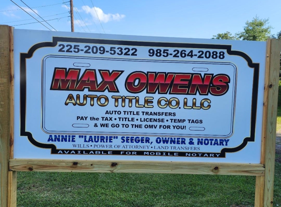 Max Owens Title Company - Albany, LA. 29887 S Montpelier
Albany225-209-6514