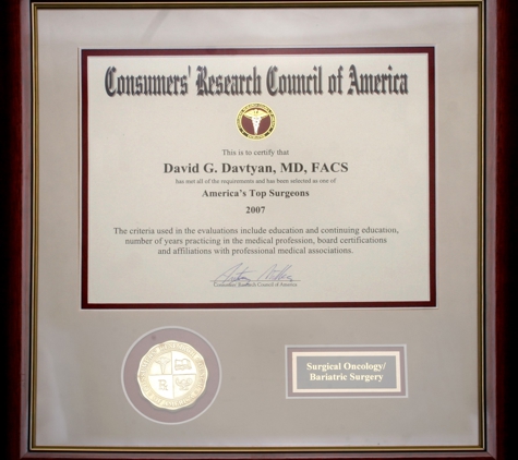 Davtyan Medical Weight Loss And Wellness - Glendale, CA. Dr. David Davtyan America's Top Doctor Consumer's Research Council Of America Certification