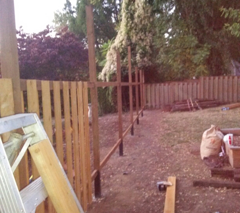 All Around Yard Care and Services - Portland, OR. Fence in the making rigth out the guys head