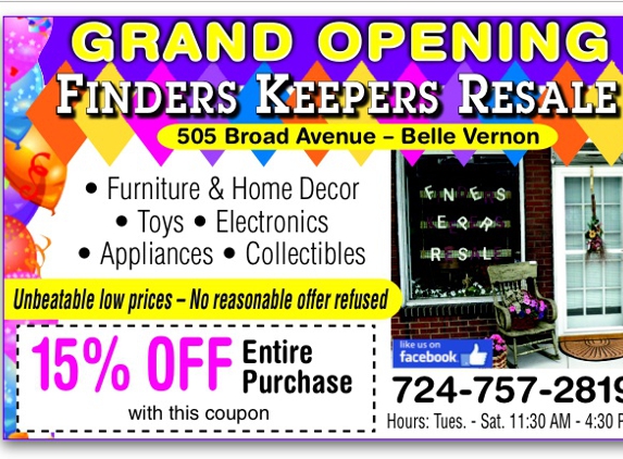 Finders Keepers Thrift Store - Belle Vernon, PA