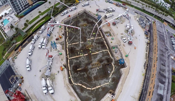 Ahead Aerial Services, LLC Drone Operators - Boynton Beach, FL. Armani Casa, Miami - Concrete pour