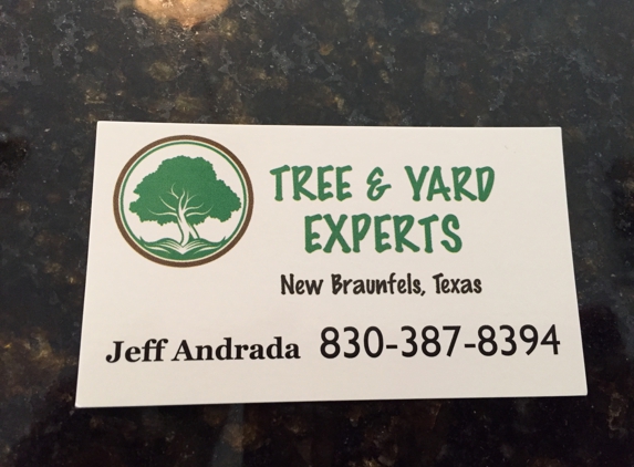Tree & yard experts - New Braunfels, TX. Jeff's Business Card