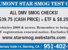 Beaumont Star Smog Test Only Banning CA 92220