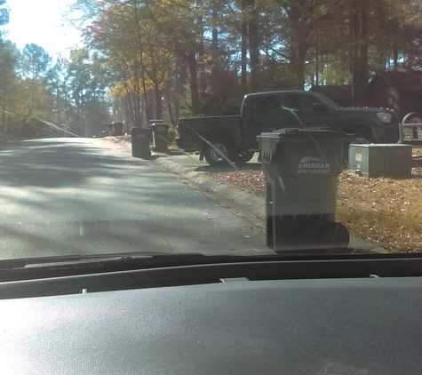 American Disposal Services of Georgia - Acworth, GA. Poor service bins left in road