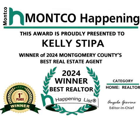 Kelly Stipa, REALTOR® Philadelphia Tri-County - Norristown, PA. Kelly Stipa Winner of 2024 Best Realtor in Montgomery County PA