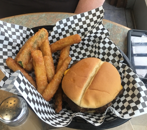 The Grill - Albuquerque, NM. Papa burger with cheese and Fried zucchini!