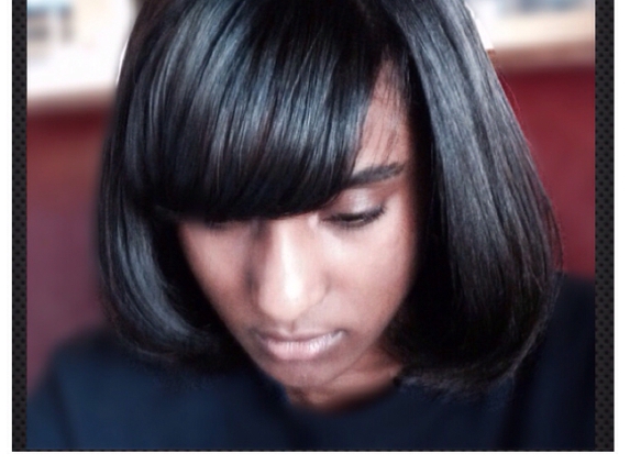 Genesis Hair Design - Smyrna, GA. Natural hair silken out:-) cut in a flowing bob:-)