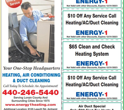 Energy 1 Heating & Air Conditioning Inc. - Amherst, OH