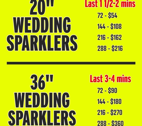 Justice Fireworks - Greenville, TX. Wedding Sparklers