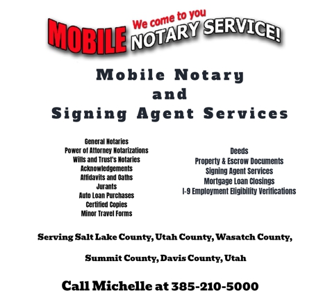 Mobile Notary and Signing Agent Services - Taylorsville, UT. MobiIe Notary and Agent Services