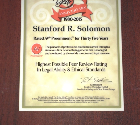 Solomon Law Group, P.A. - Tampa, FL. Award for Legal Ability and Ethics