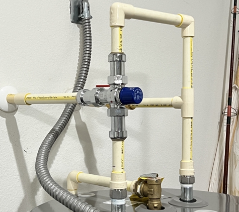 Aaron Crandall Plumbing llc - Flagler Beach, FL. Thermostatic mixing valve allows for higher output of hot water