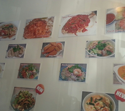 Luck Thai Cuisine - Los Angeles, CA. Menu items pictured on the wall