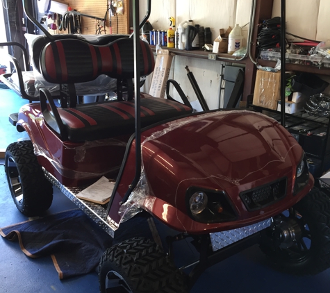 Kalt Life Kustom Carts - Cape Carteret, NC. Rear motors, wheels and roof added