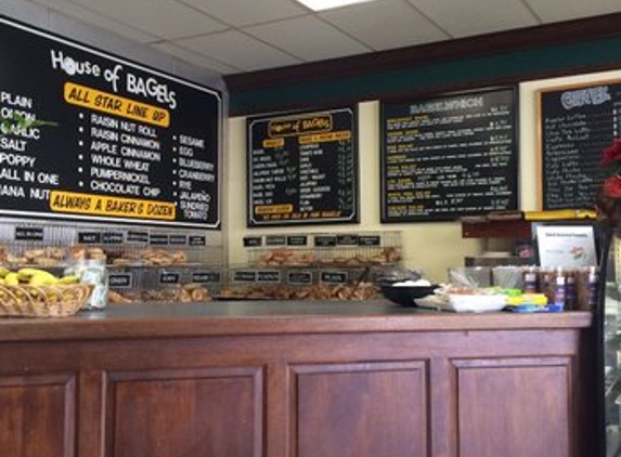 House of Bagels - Santa Clara, CA. Menu board and counter