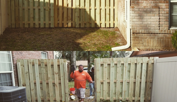 Affordable Pro Services Fence & Gate - Panama City, FL. 6ft high shadow box wood style fence with 4ft wide gate