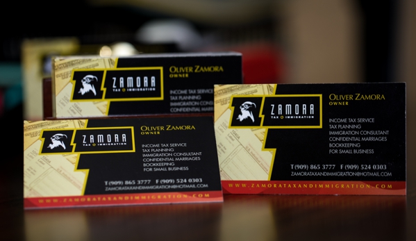 Zamora Tax & Immigration - Pomona, CA. Business Card