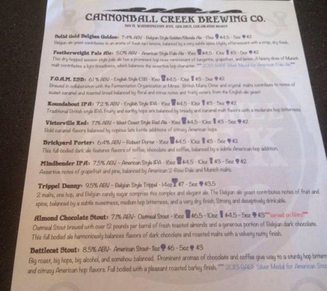 Cannonball Creek Brewing Co - Golden, CO