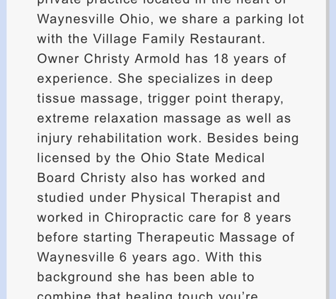 Therapeutic Massage of Waynesville - Waynesville, OH