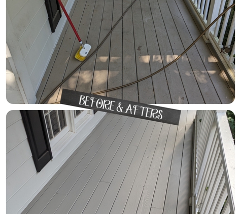 Skilled Pugs - Euharlee, GA. Porch deck pressure clean and paint 