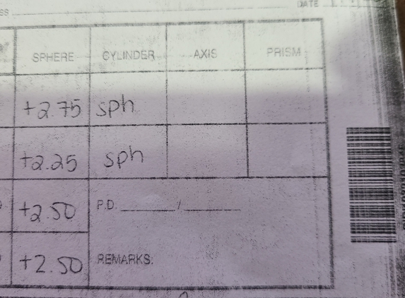 Family Eyecare - Linden, NJ. Glasses prescription without correction for double vision (PRISM).