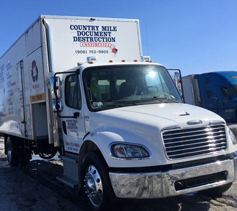 Country Mile Document Destruction Inc - Stephenson, MI. Their truck.