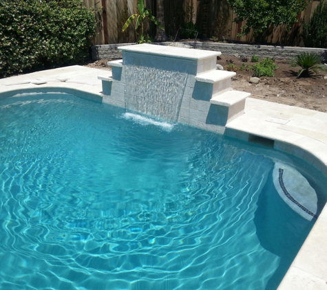 Hartt's Pool Plastering - Turlock, CA. water feature added to already existing pool