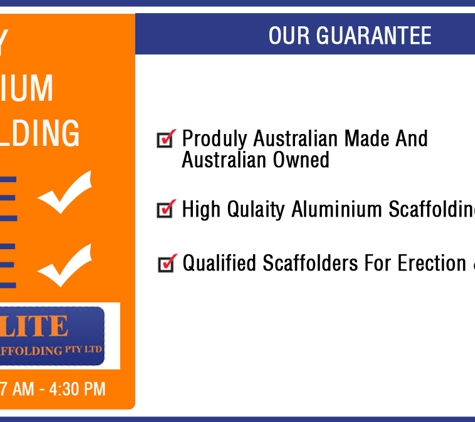 Alulite Aluminium Scaffolding Pty Ltd - Bassendean, WA. Our Guarantee