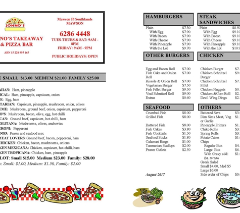Johno's Takeaway And Pizza Bar - Mawson, ACT