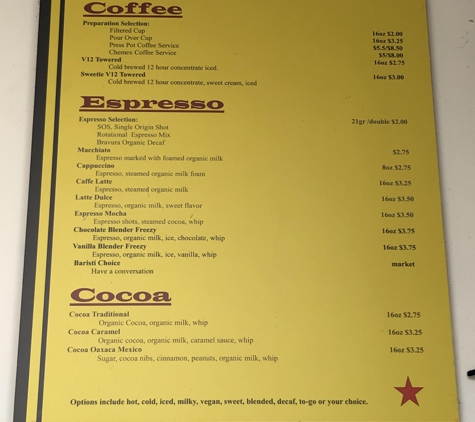Cafe Moto - San Diego, CA. Their menu.