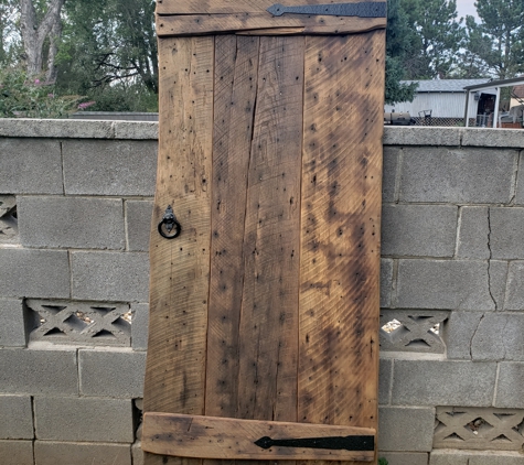 Barn Doors Etcetera - Colorado Springs, CO. 1895 reclaimed Sycamore barn lumber,  hand crafted door