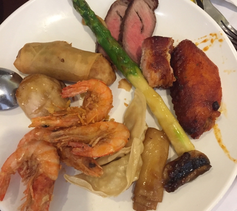 Vegas Seafood Buffet - Glendale, CA. Only seafood item on my plate is the shrimp.