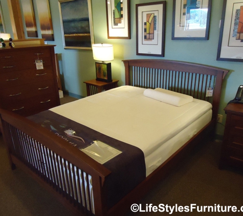 Lifestyles Furniture - Davenport, IA. Lyndon Vermont made platform bed and casegoods.
