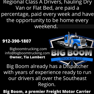 Big Boom Trucking, LLC - Folkston, GA. Join our Team….!