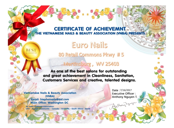 Euro Nails - Martinsburg, WV. Congratulations !