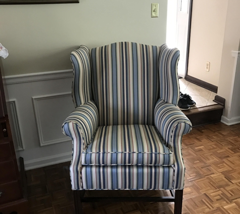 Blawnox Upholstery - Pittsburgh, PA. Stripe Reupholstered Chair by Blawnox Upholstery