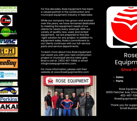 Rose Equipment Inc - Lincoln, NE. Construction, Municipal Equipment Sales, Rentals, Parts, Service