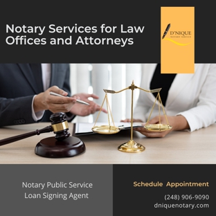 DNique Notary Service - Detroit, MI. DNique Notary Service offers notary services for law firms and attorney offices.
