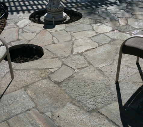 Natural Garden Landscape - Antioch, CA. This beautiful back patio mica flagstone was done on 263 Jasmine Way,  Danville Ca.