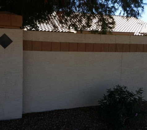 Building Block Masonry - Phoenix, AZ. 6 ft tall block wall with stucco and paint